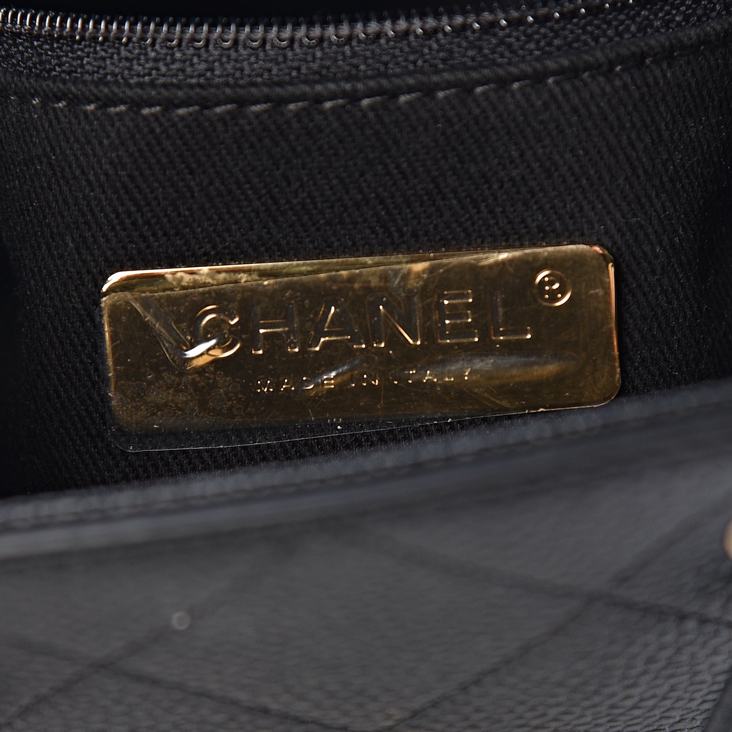 Grained Calfskin Stitched Small Drawstring Bag Black