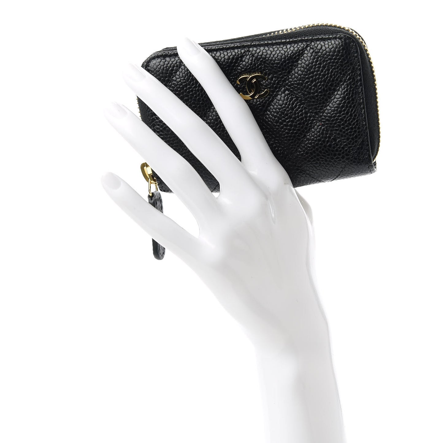 Caviar Quilted Zip Coin Purse Black