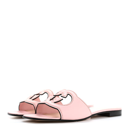 Gucci Cosmos Softy Calfskin Interlocking G Cut Out Slide Sandals 40 Pastel Pink 4 of 9