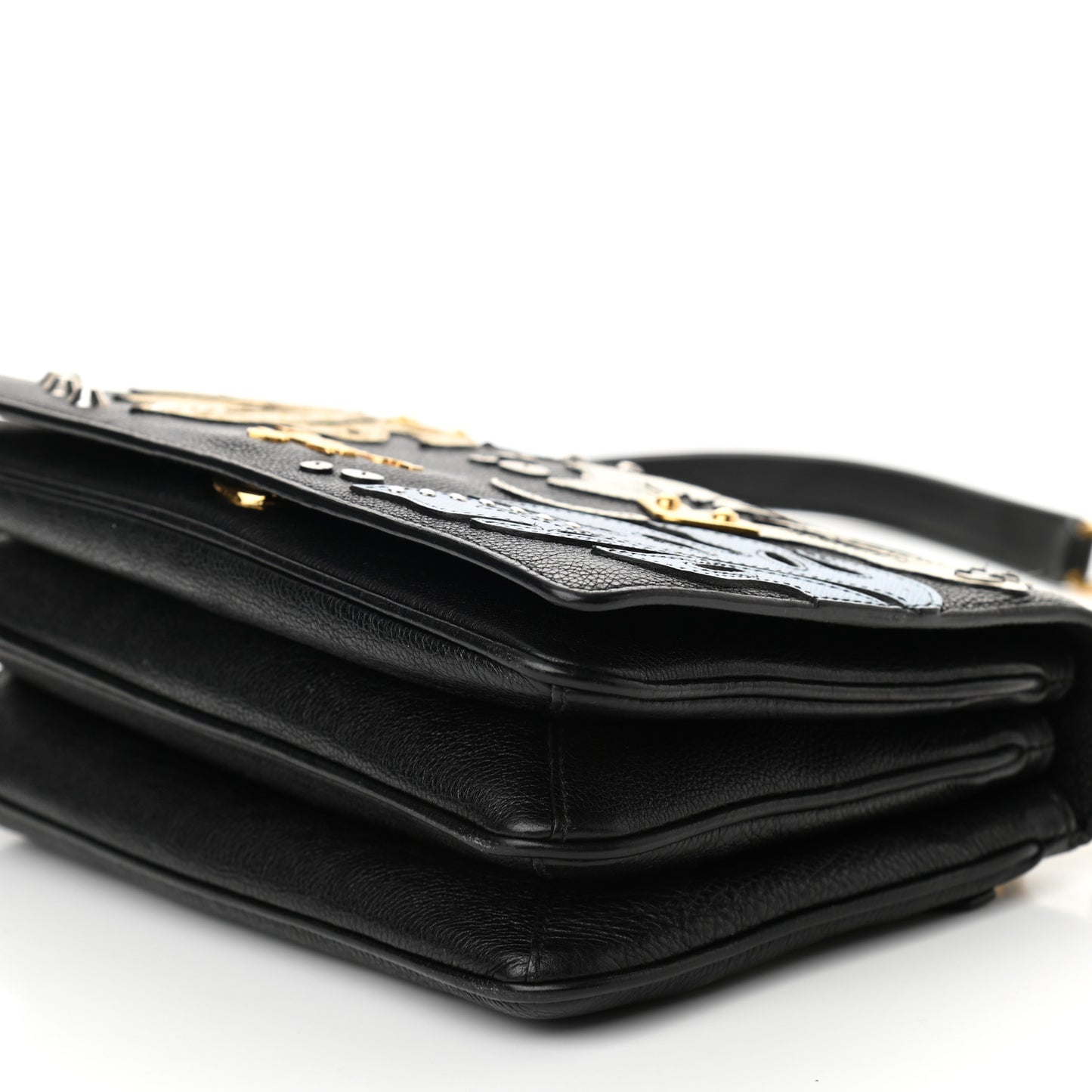 Vitello Daino Hawaii Crossbody Bag Black