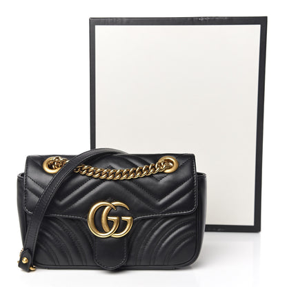 Gucci Calfskin Matelasse Mini GG Marmont Shoulder Bag Black 11 of 11