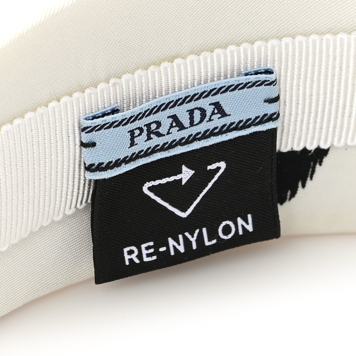 Prada Re-Nylon Printed Metal Triangle Logo Headband Black White