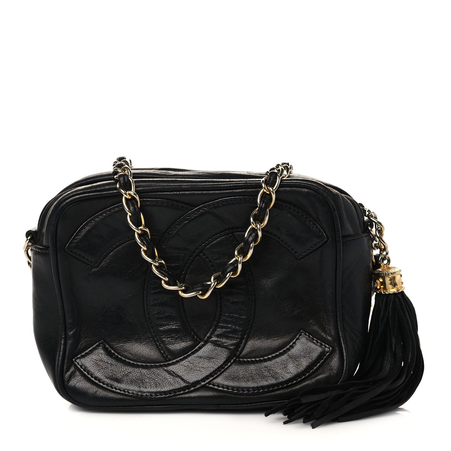 Lambskin CC Tassel Camera Case Black