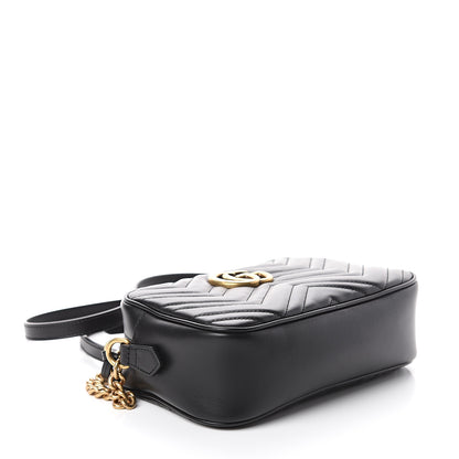 Gucci Calfskin Matelasse Small GG Marmont Chain Shoulder Bag Black 3 of 8