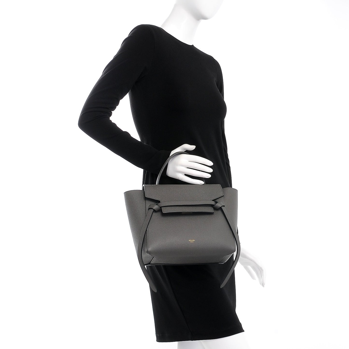 Grained Calfskin Micro Belt Bag Grey