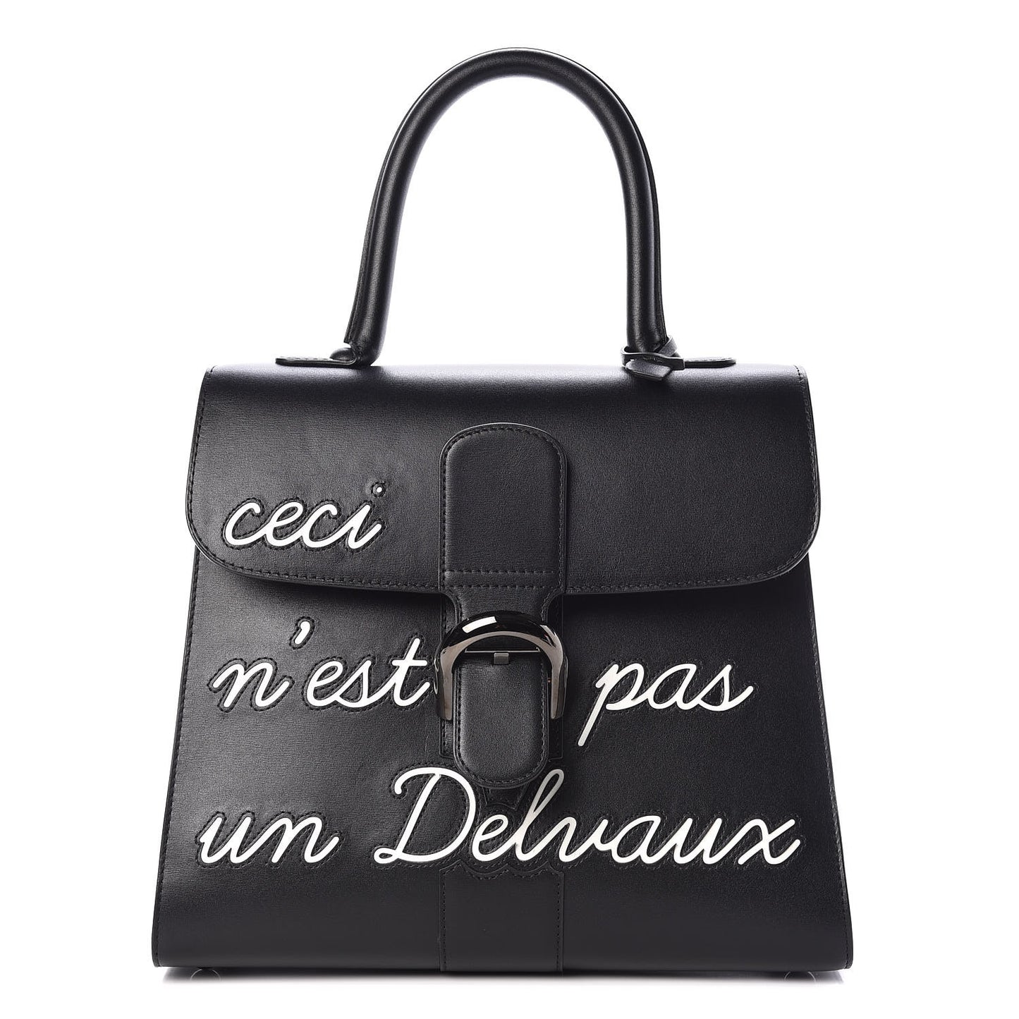 Calfskin MM L'Humour Brillant Satchel Black
