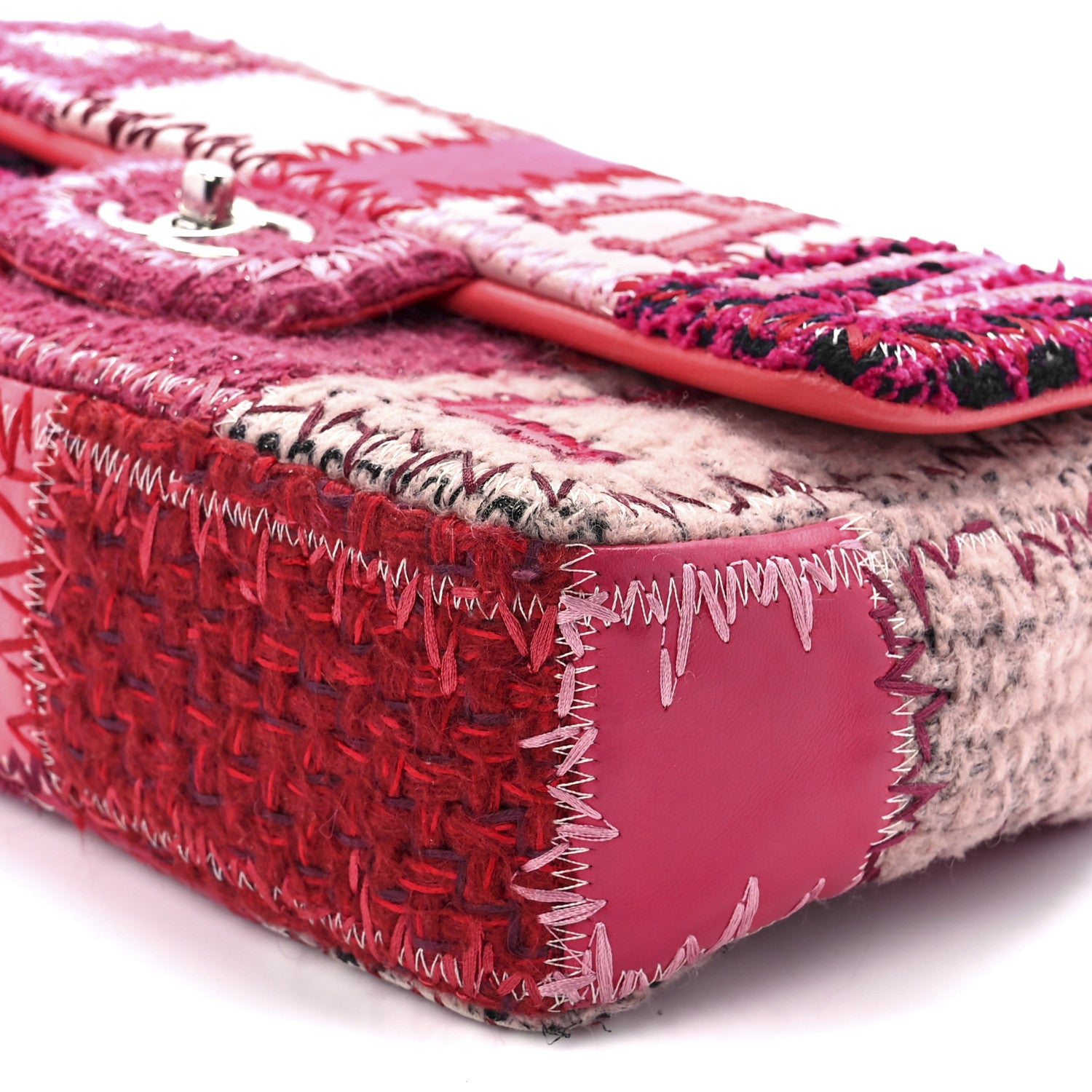 Chanel Tweed Patchwork Medium Single Flap Pink 11 of 11