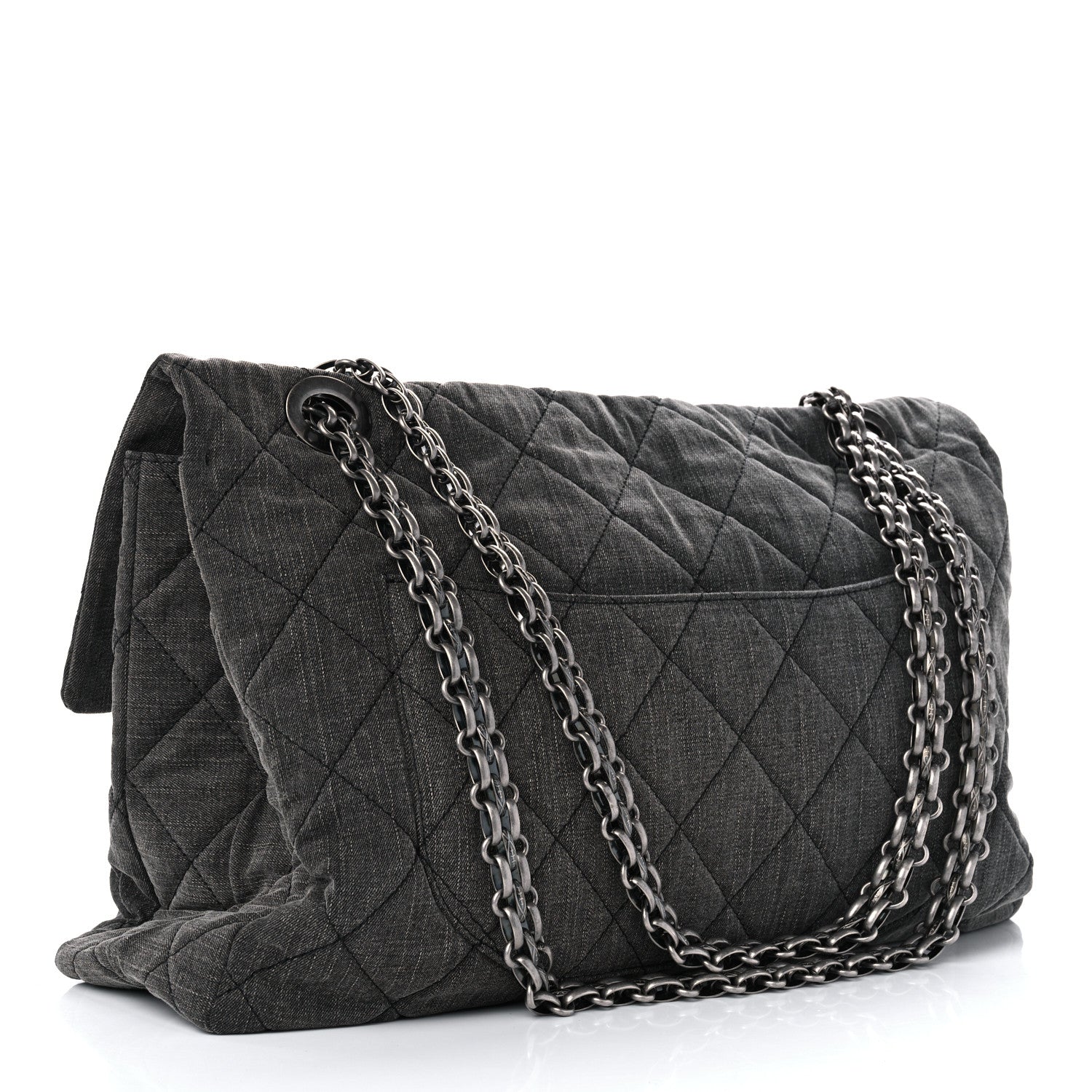 Chanel Denim Quilted XXL Reissue Flap Grey 3 of 10