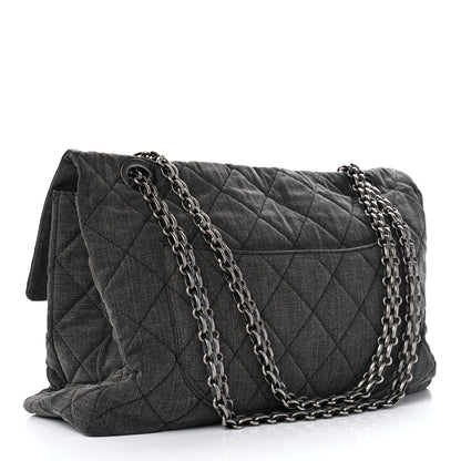 Chanel Denim Quilted XXL Reissue Flap Grey 3 of 10