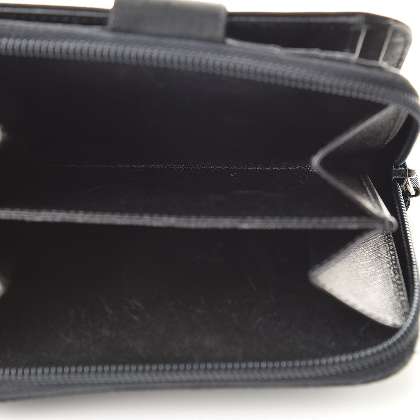 Tessuto Nylon Compact Zip Around Wallet Black