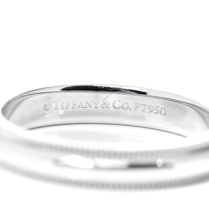 Tiffany Platinum 3mm Milgrain Wedding Band Ring 49 4.75 4 of 5