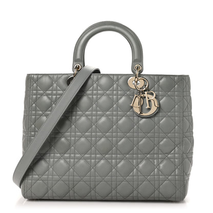 Christian Dior Lambskin Cannage Large Lady Dior Stone Grey 1 of 10