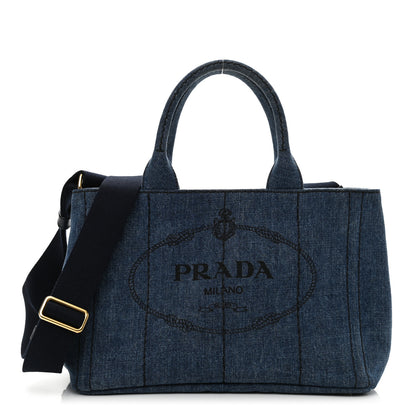 Prada Denim Small Logo Tote Bleu 1 of 9