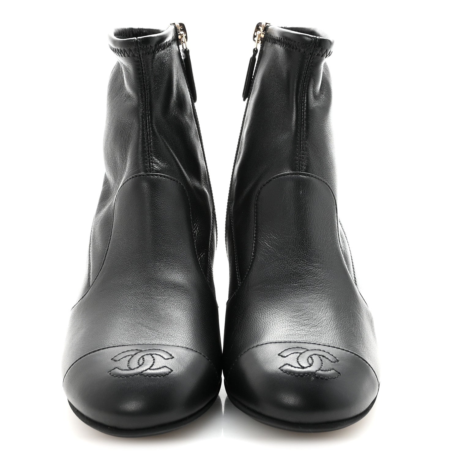 Chanel Stretch Lambskin Cap Toe CC Short Boots 35 Black 3 of 10