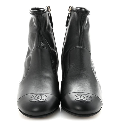 Chanel Stretch Lambskin Cap Toe CC Short Boots 35 Black 3 of 10