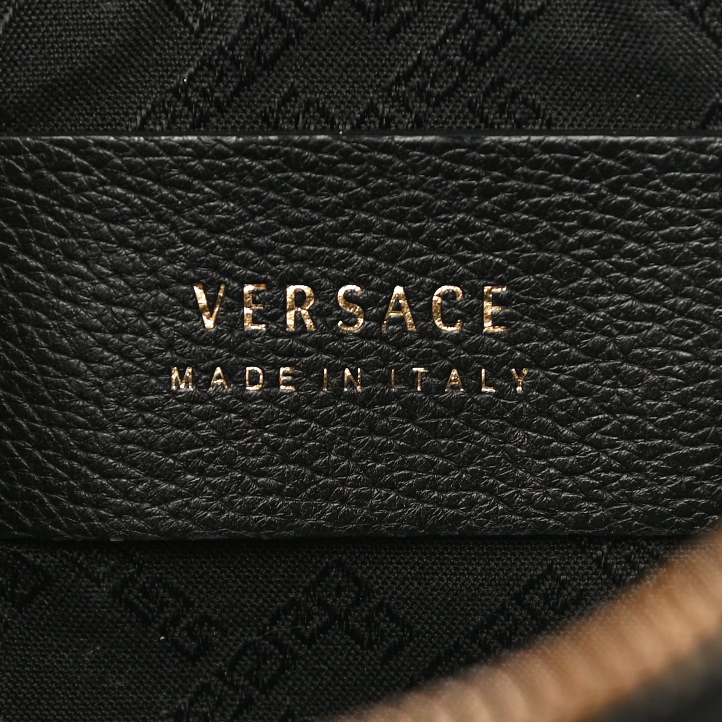 Grained Calfskin Medusa Wristlet Pouch Black