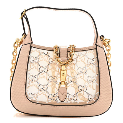 Gucci Lizard Mesh Crystal GG Monogram Mini Jackie 1961 Hobo Light Powder Skin Rose 1 of 10