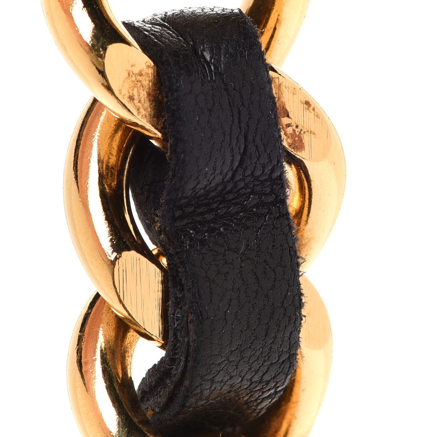 Lambskin Chain CC Medallion Belt Black Gold