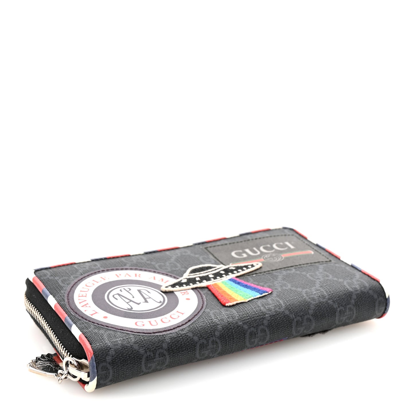 GG Supreme Monogram Night Courrier Embroidered Zip Around Wallet