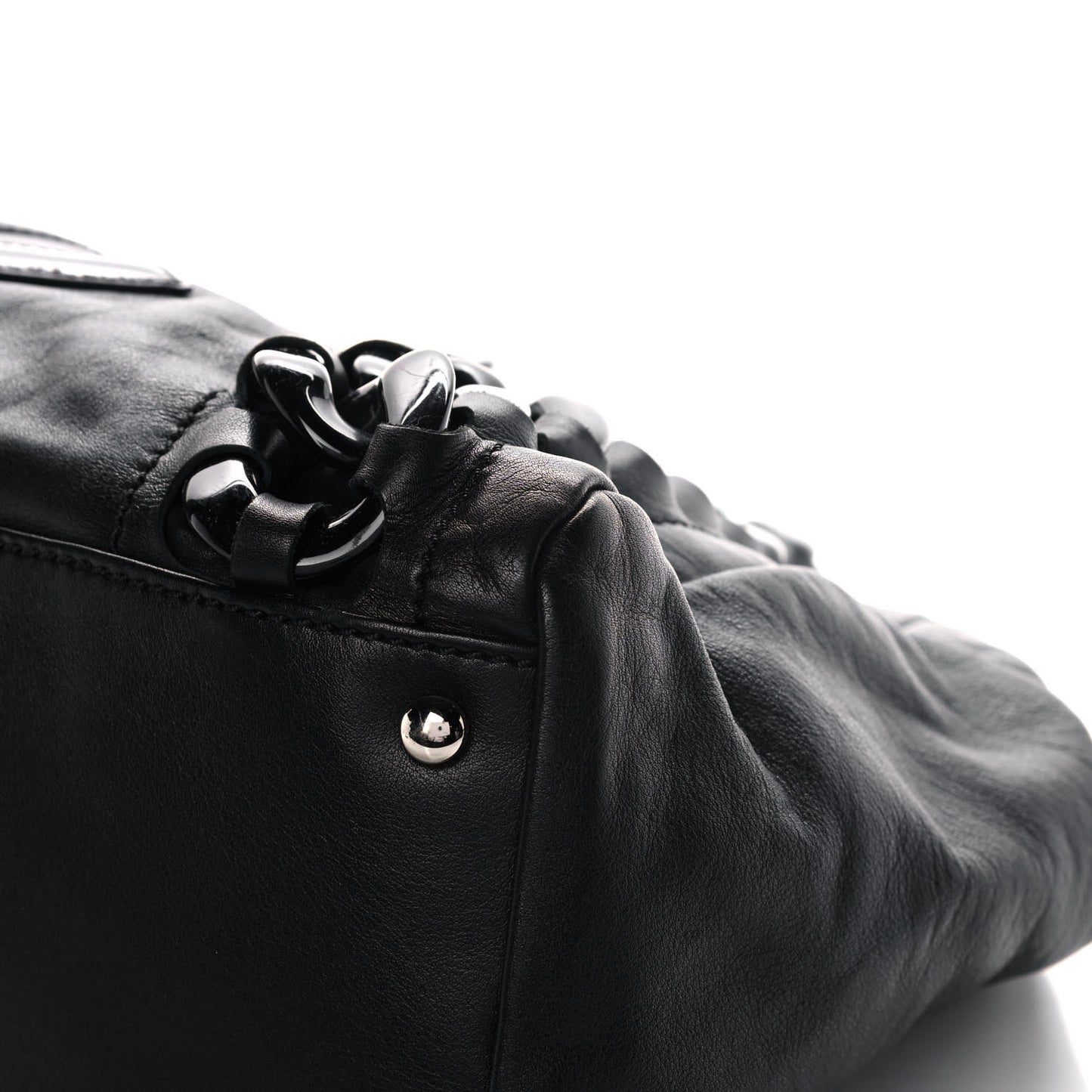 Calfskin Modern Chain Rhodoid East West Tote Black