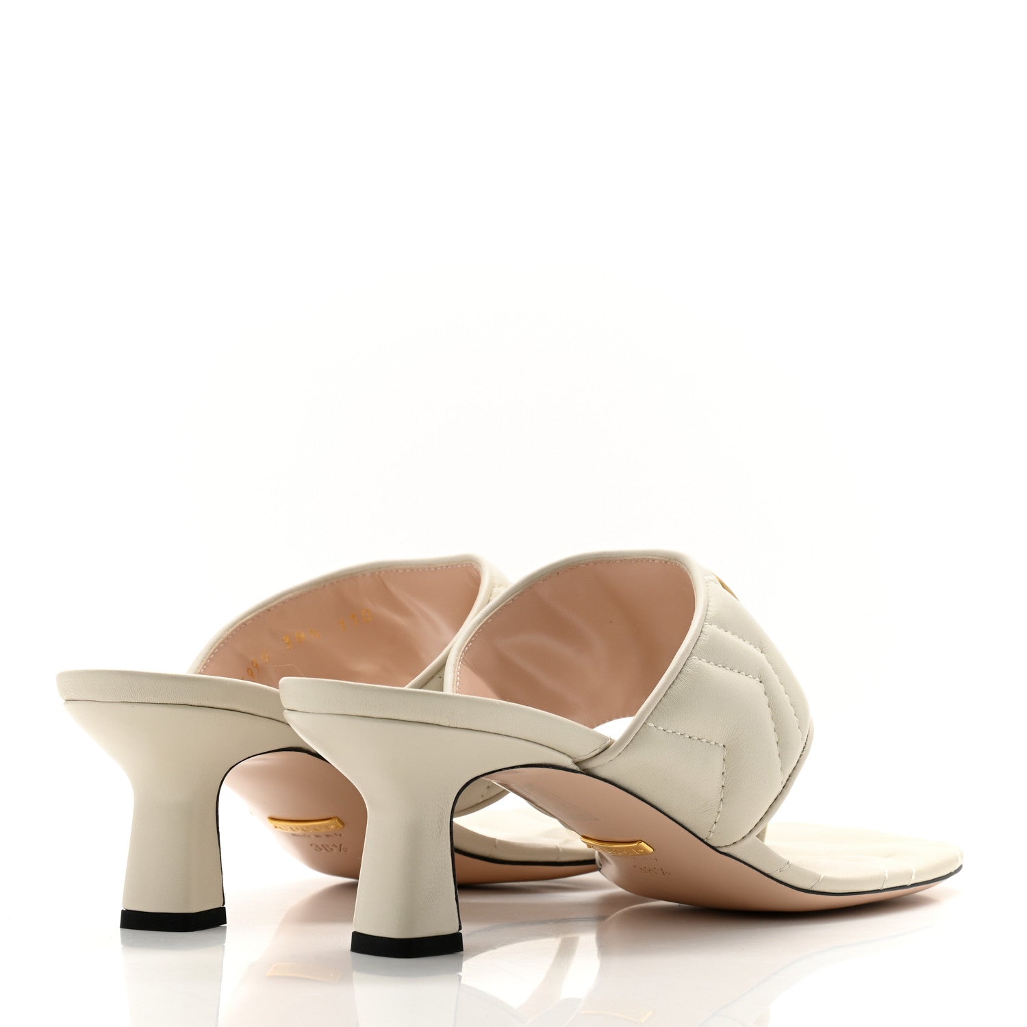 Gucci Nappa Charlotte Double G Marmont Thong Pumps 35 Black 38.5 Mystic White 4 of 9