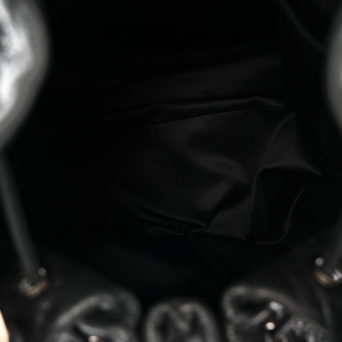 Glazed Calfskin On The Road Drawstring Tote Black