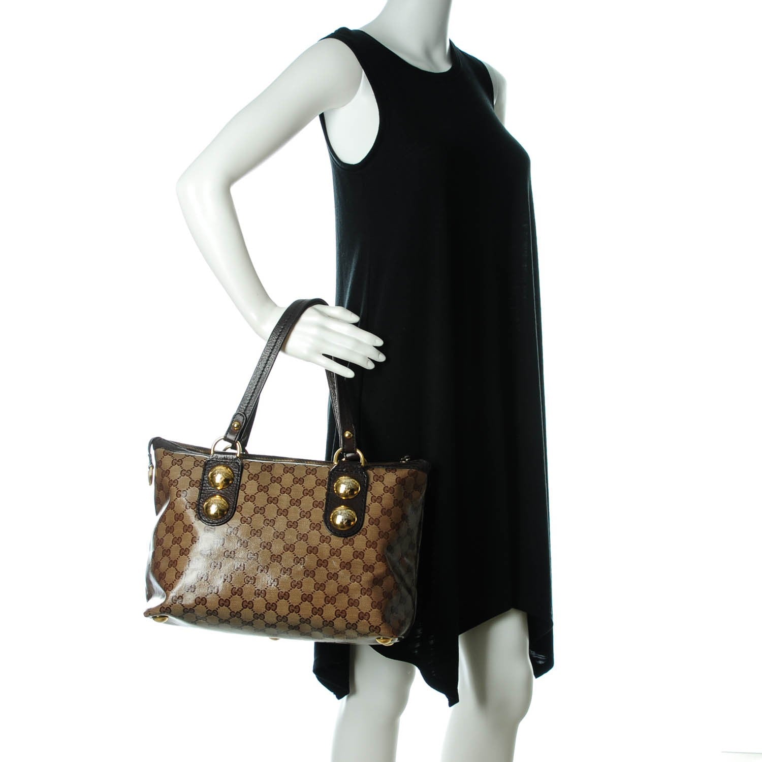 Gucci Crystal Monogram Small Babouska Tote Dark Brown 3 of 8