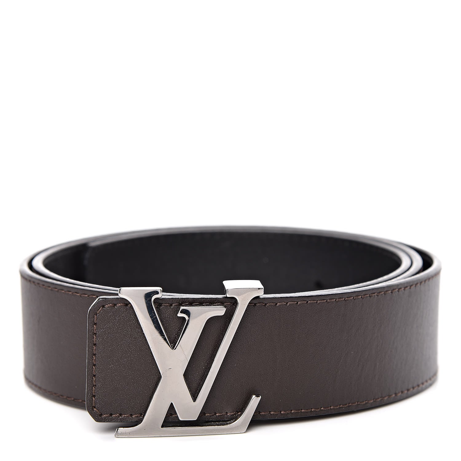 Louis Vuitton Calfskin 40mm LV Initiales Reversible Belt 100 40 Dark Brown Black 1 of 8