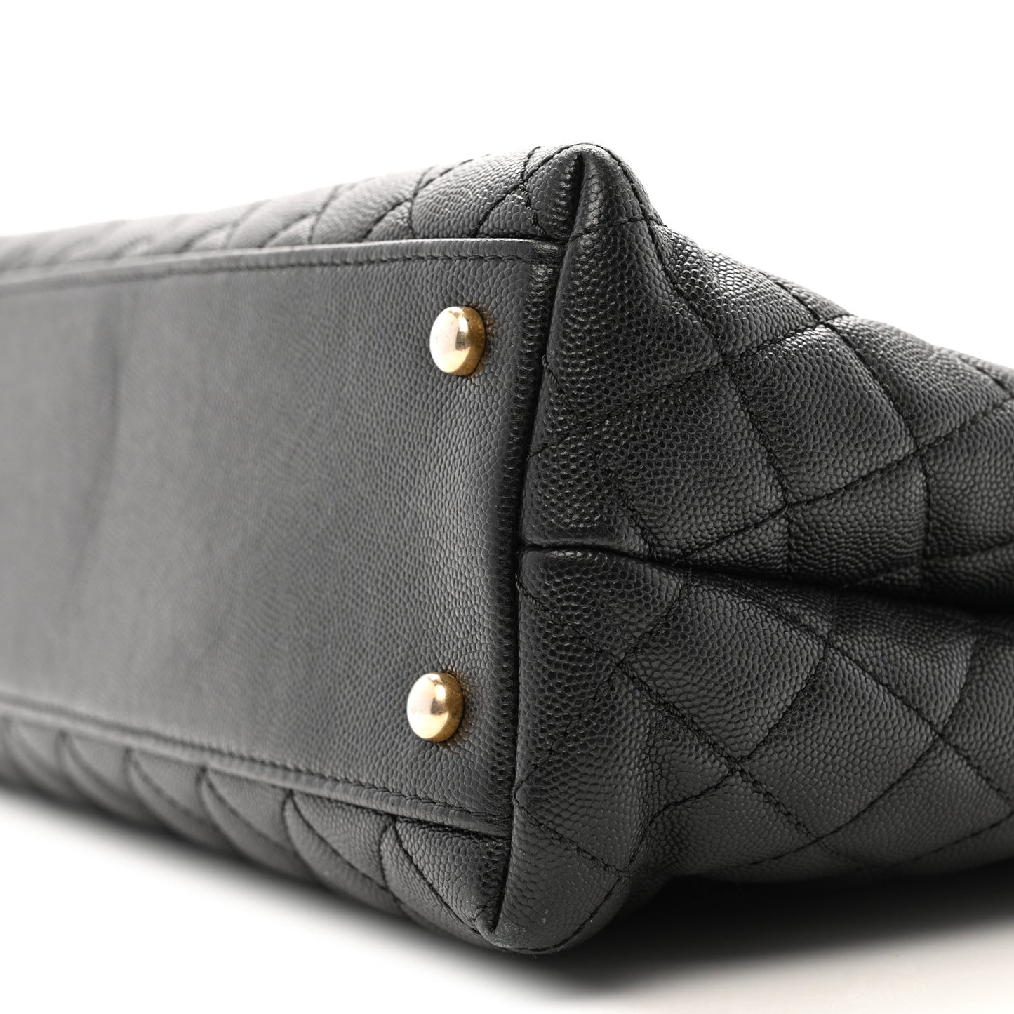 Caviar Lizard Quilted Large Coco Handle Flap Black