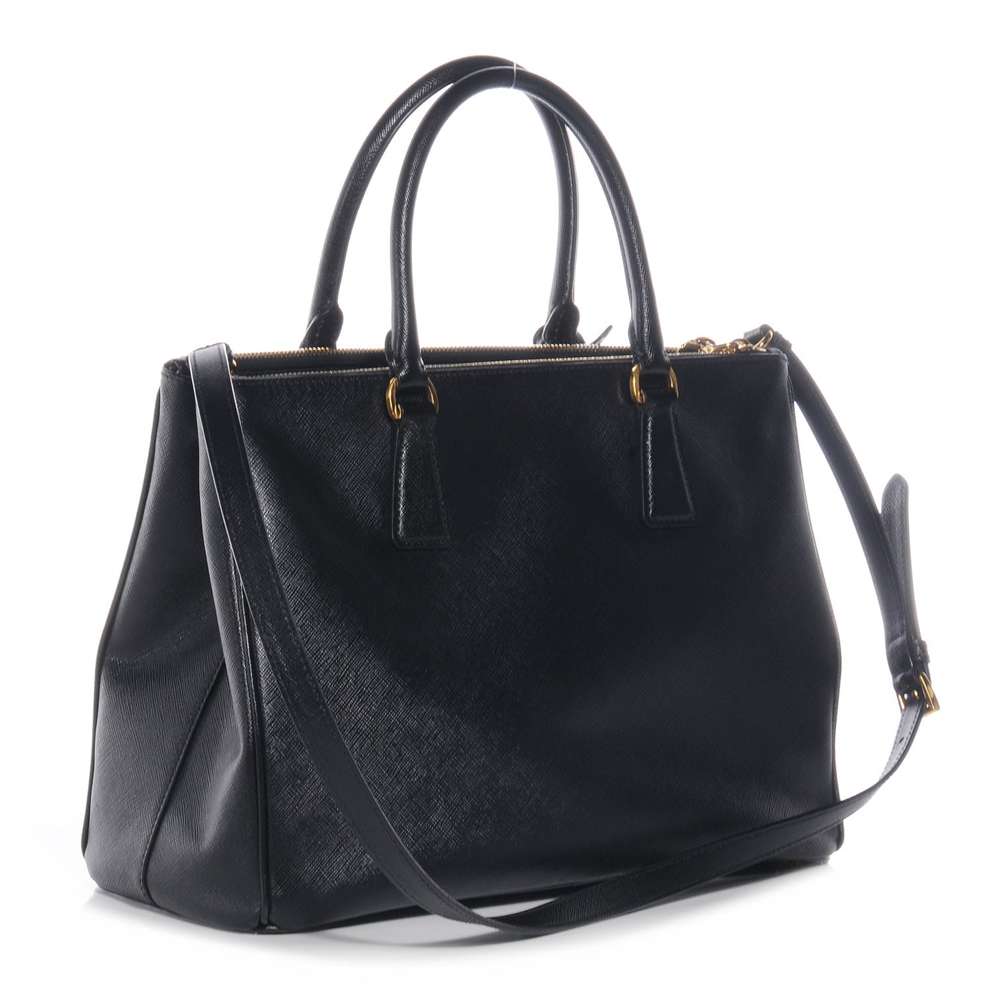 Saffiano Lux Medium Double Zip Tote Nero Black