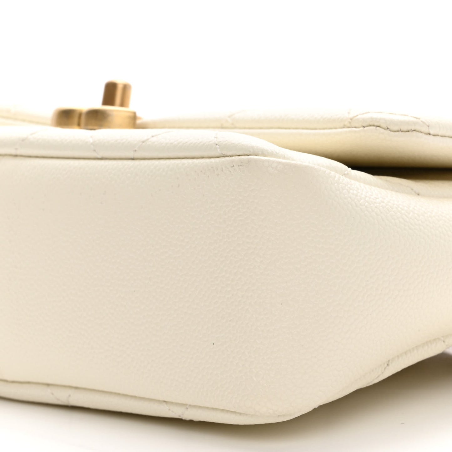 Shiny Caviar Quilted Small Chain Melody Flap White