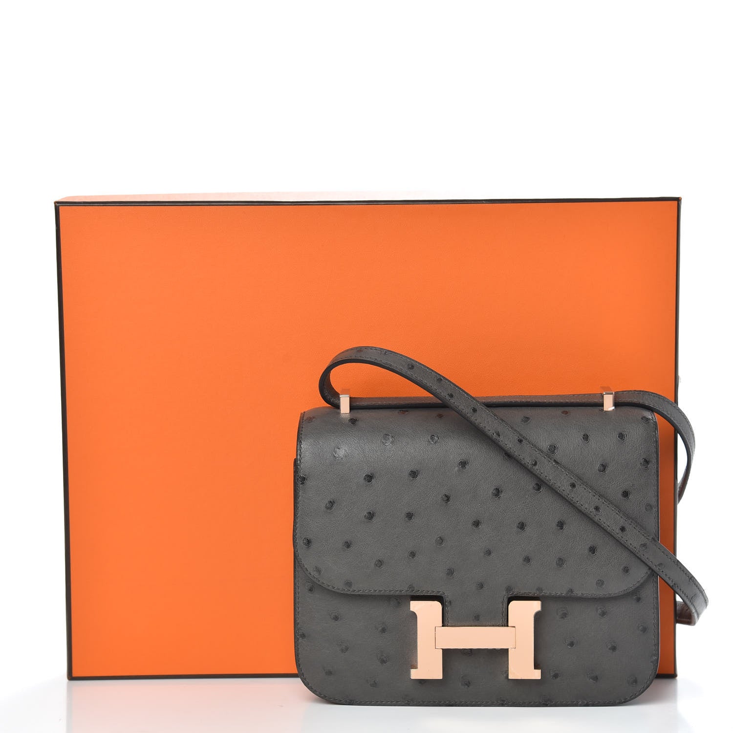 Hermes Ostrich Constance 18 Graphite 10 of 10