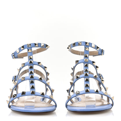 Valentino Garavani Calfskin Rockstud Gladiator Flat Sandals 36 Denim 3 of 10