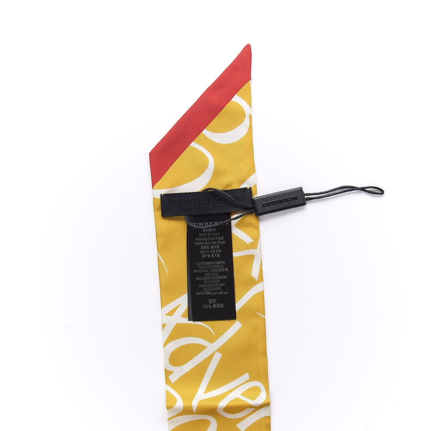 Silk Print Skinny Scarf Yellow Multicolor