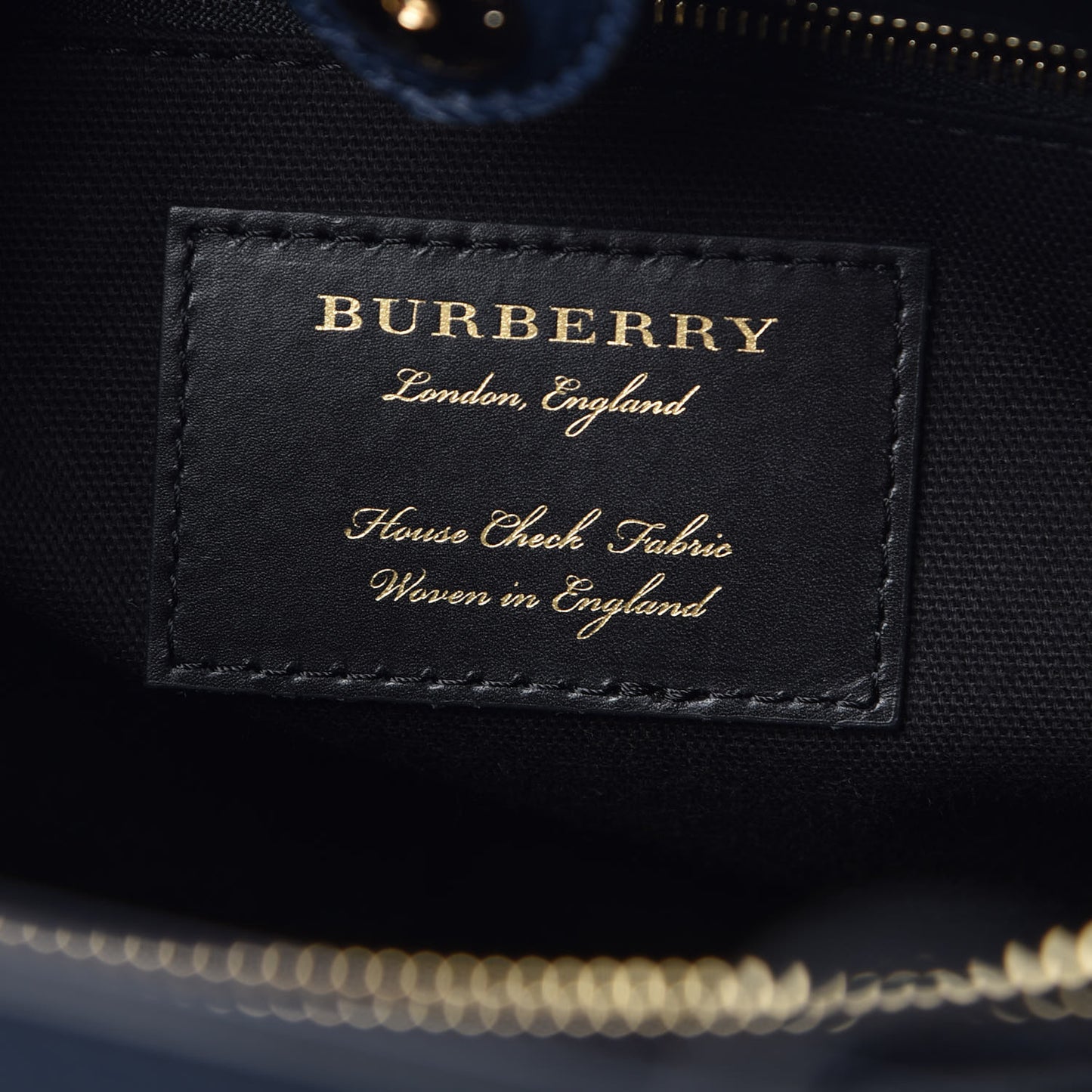 Grainy Calfskin House Check Large Banner Tote Midnight Blue