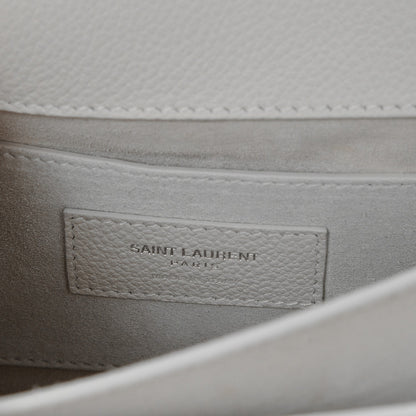 Saint Laurent Grained Calfskin Medium Monogram Sunset Dove White 7 of 9