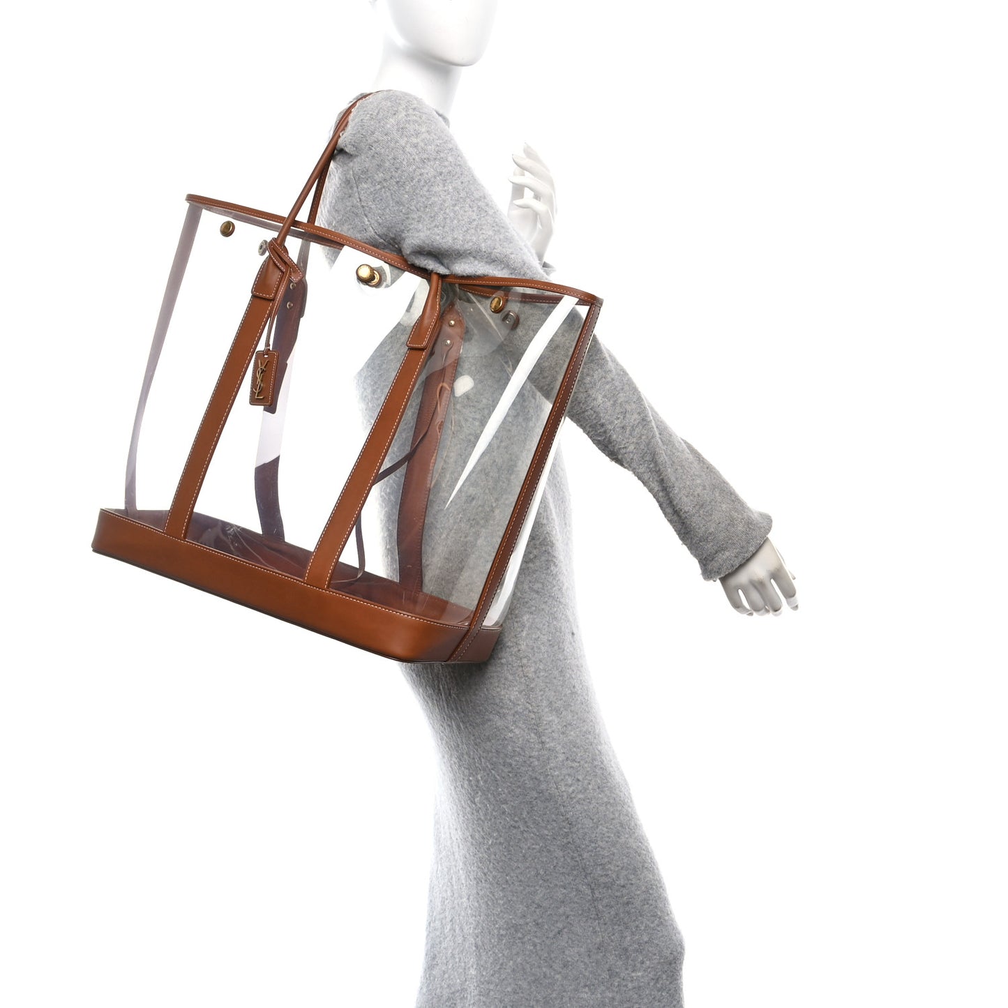 Calfskin Vinyl Cabas Tote Brown