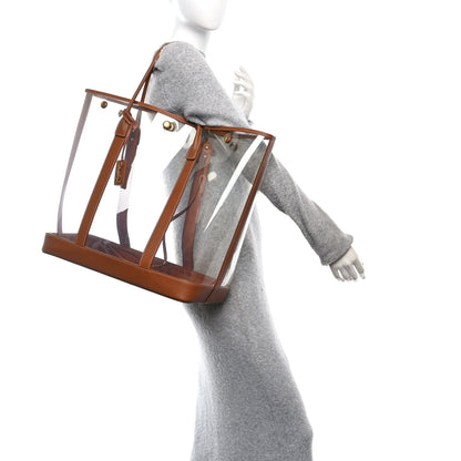 Saint Laurent Calfskin Vinyl Cabas Tote Brown 3 of 11