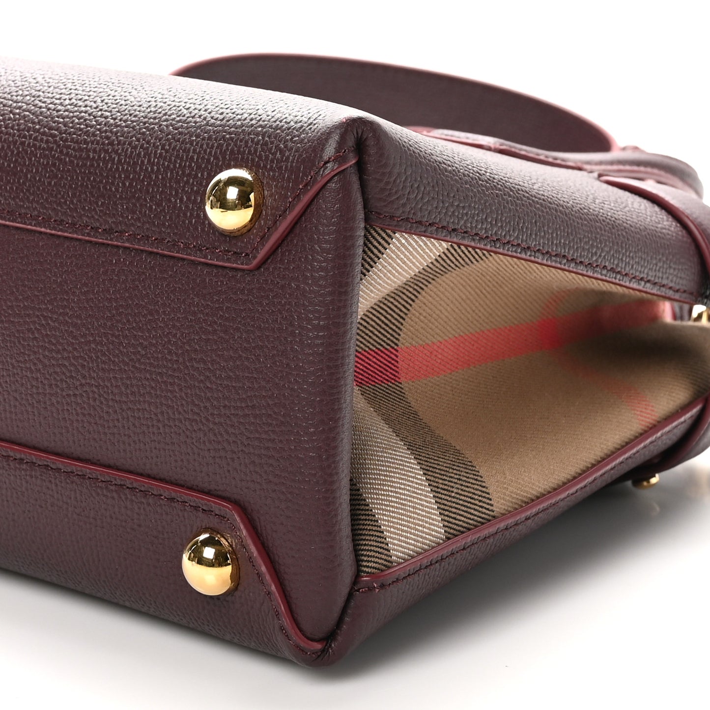 Grainy Calfskin House Check Small Banner Tote Mahogany Red