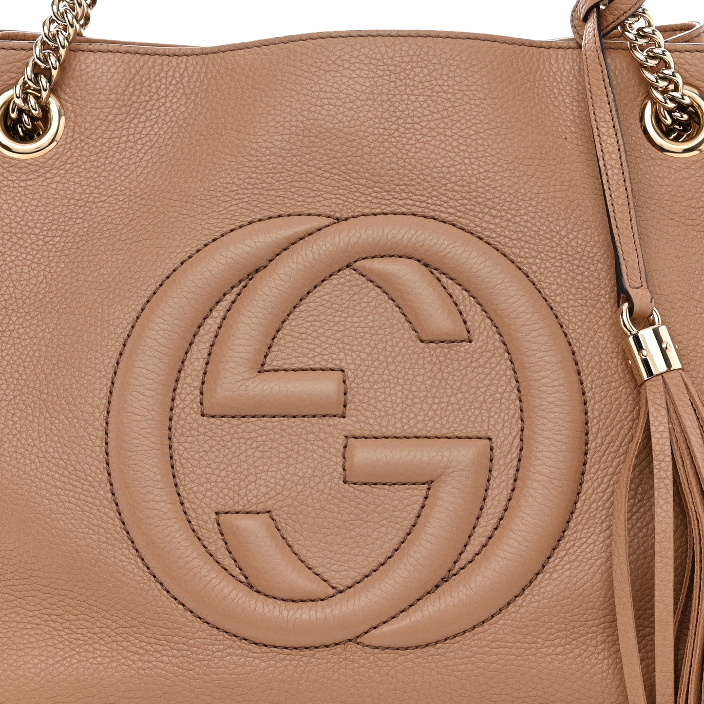 Pebbled Calfskin Medium Soho Chain Shoulder Bag Camelia