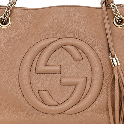 Gucci Pebbled Calfskin Medium Soho Chain Shoulder Bag Camelia 8 of 10