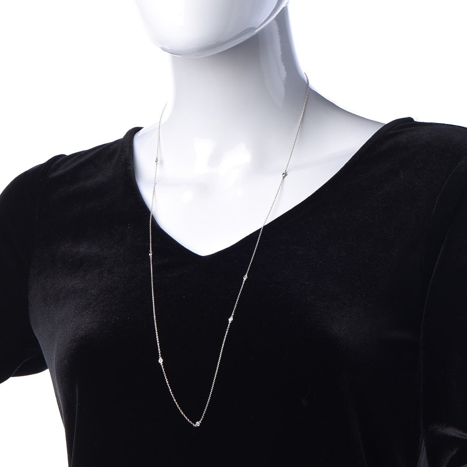 Tiffany Sterling Silver Diamond .21ctw Elsa Peretti Diamonds by the Yard Seven Station Necklace 2 of 6