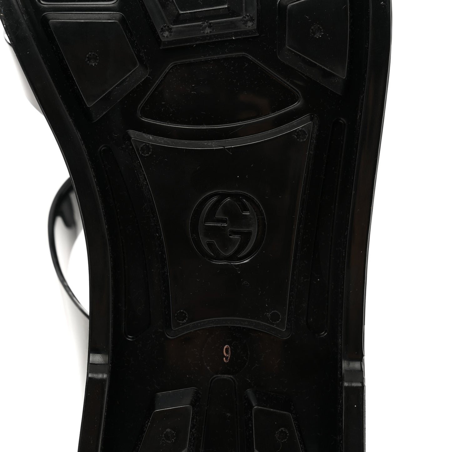 Shiny Rubber Mens Double G Buckle Strap Sandals 9 Black