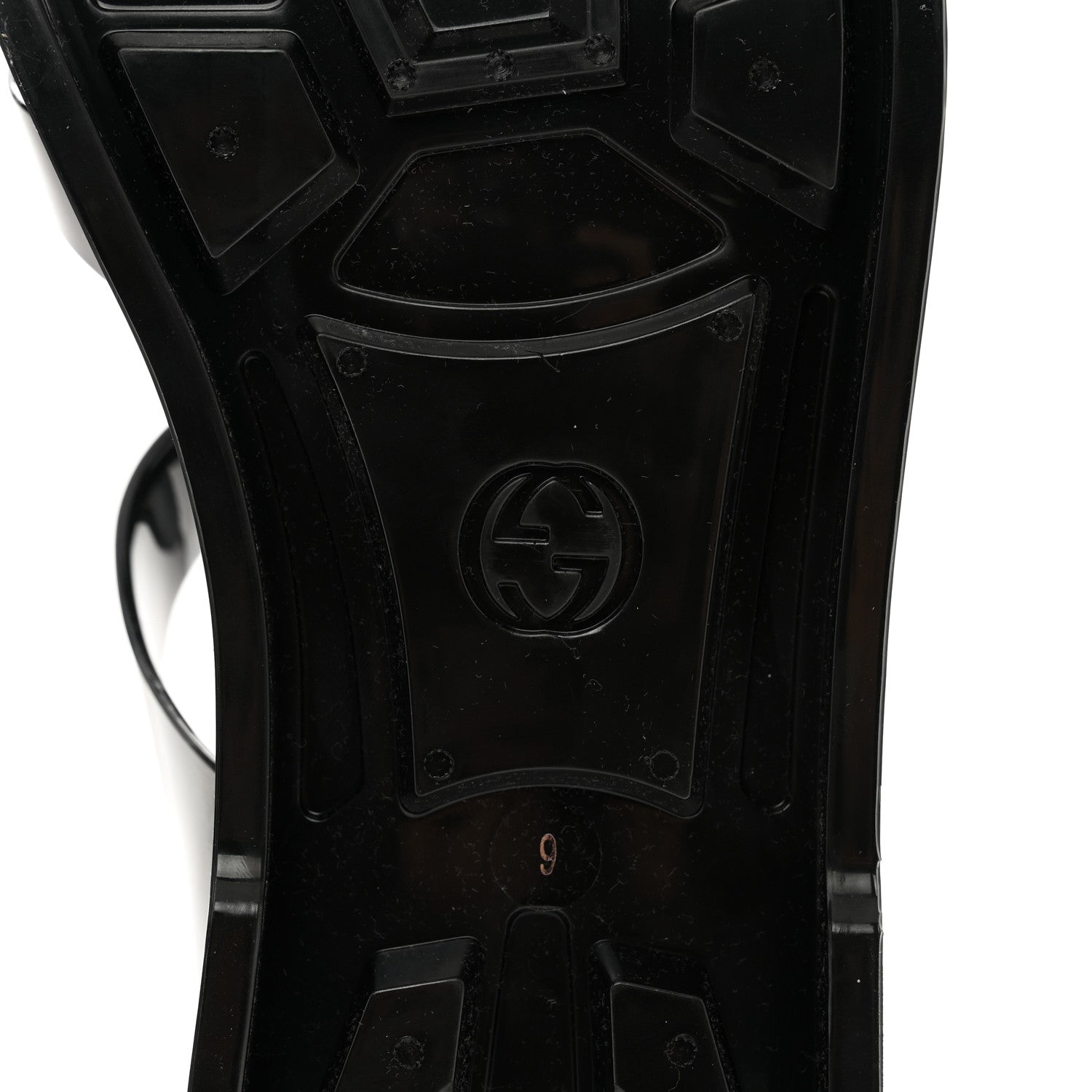 Gucci Shiny Rubber Mens Double G Buckle Strap Sandals 9 Black 6 of 7