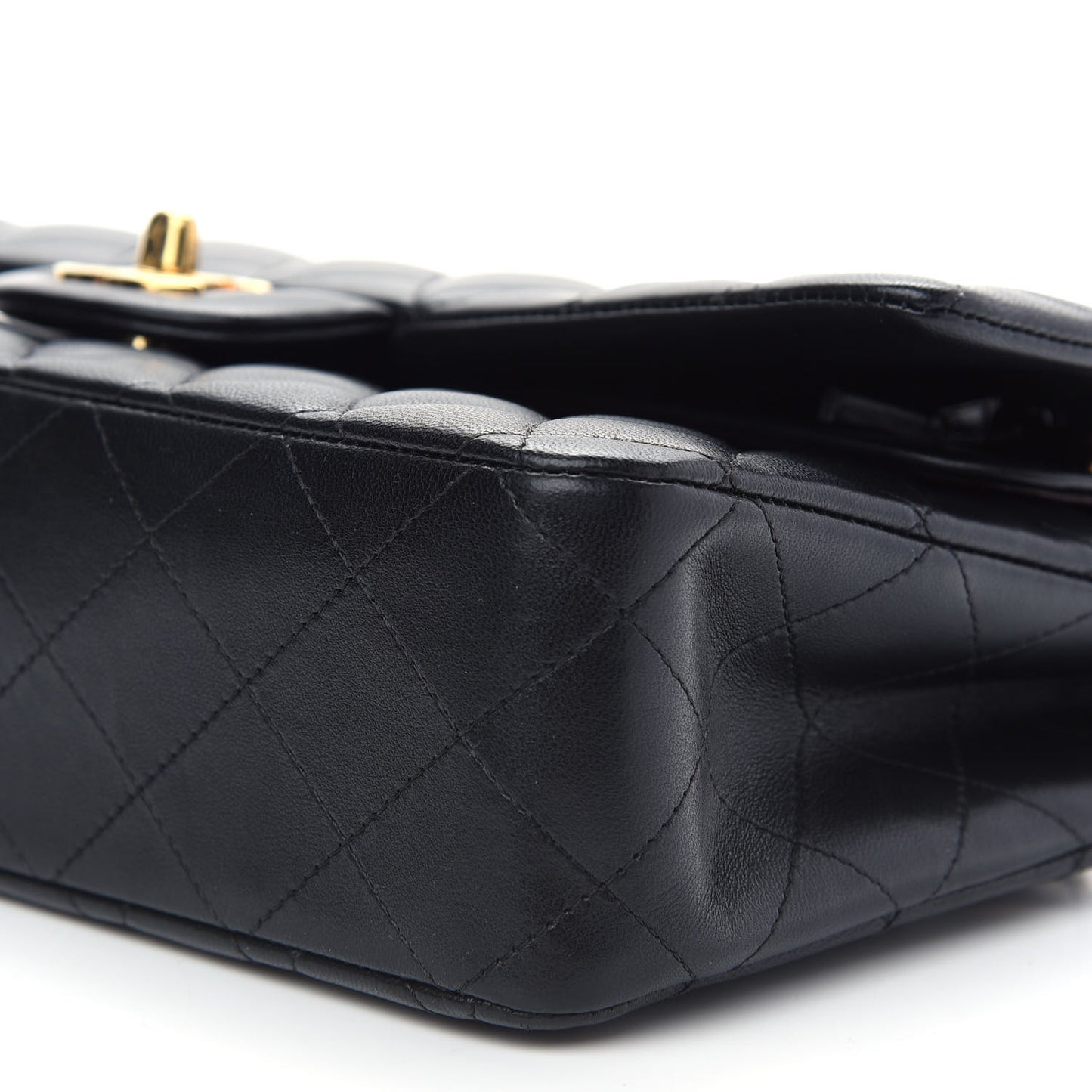 Lambskin Quilted Medium Double Flap Black