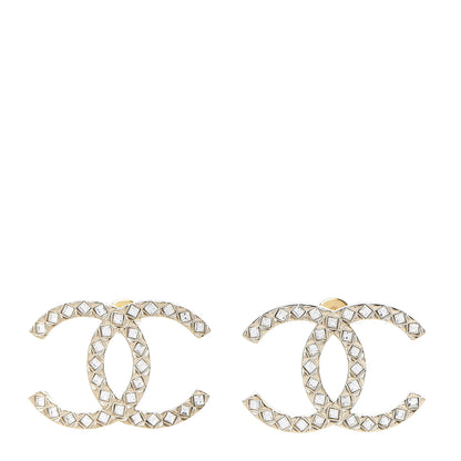Chanel Crystal CC Large Stud Earrings Gold 1 of 4