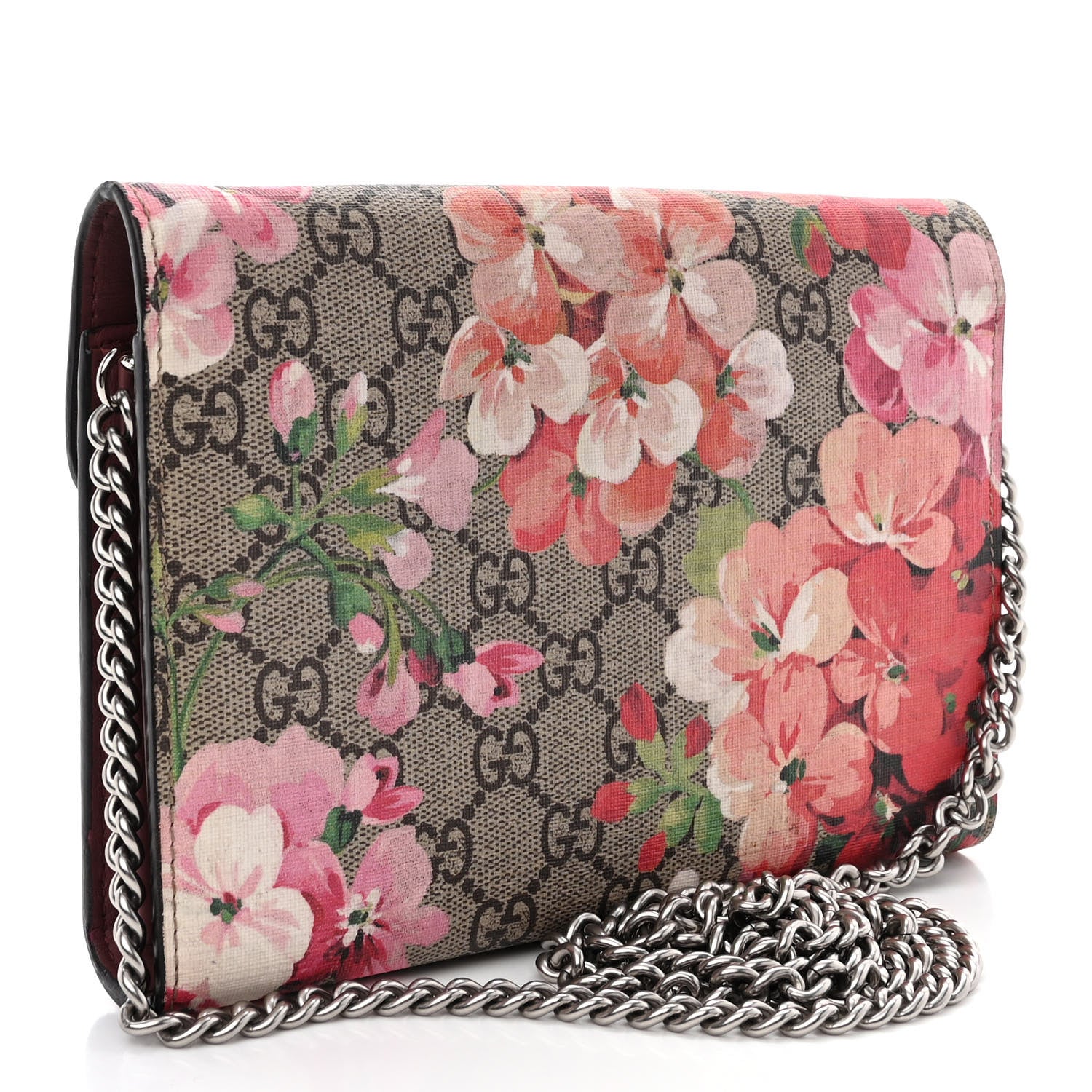 Gucci GG Supreme Monogram Blooms Mini Dionysus Chain Wallet Beige Multicolor Dry Rose 3 of 10