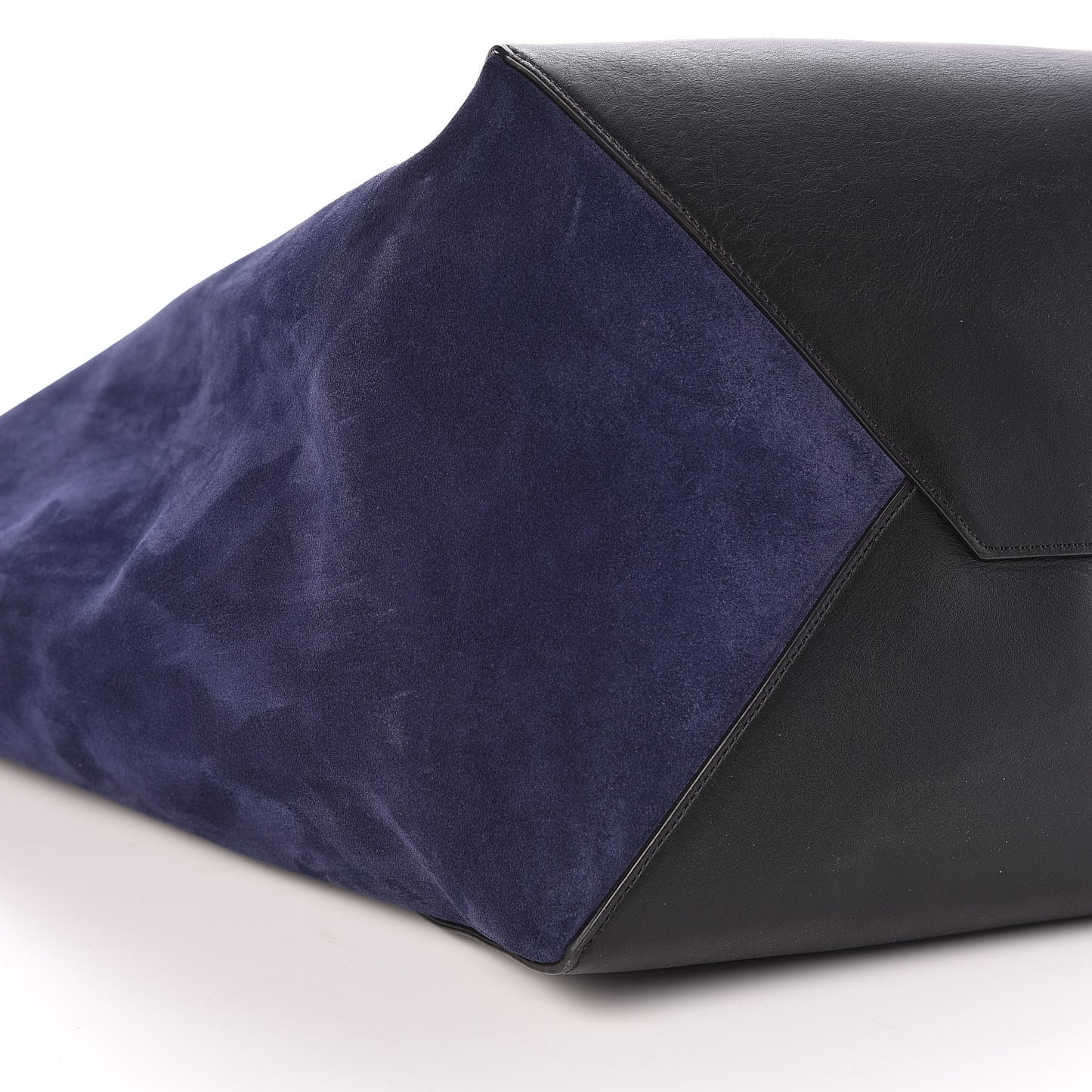 Smooth Calfskin Suede Large Phantom Luggage Bi-Cabas Black Navy