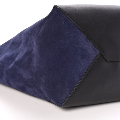 Celine Smooth Calfskin Suede Large Phantom Luggage Bi-Cabas Black Navy 9 of 10