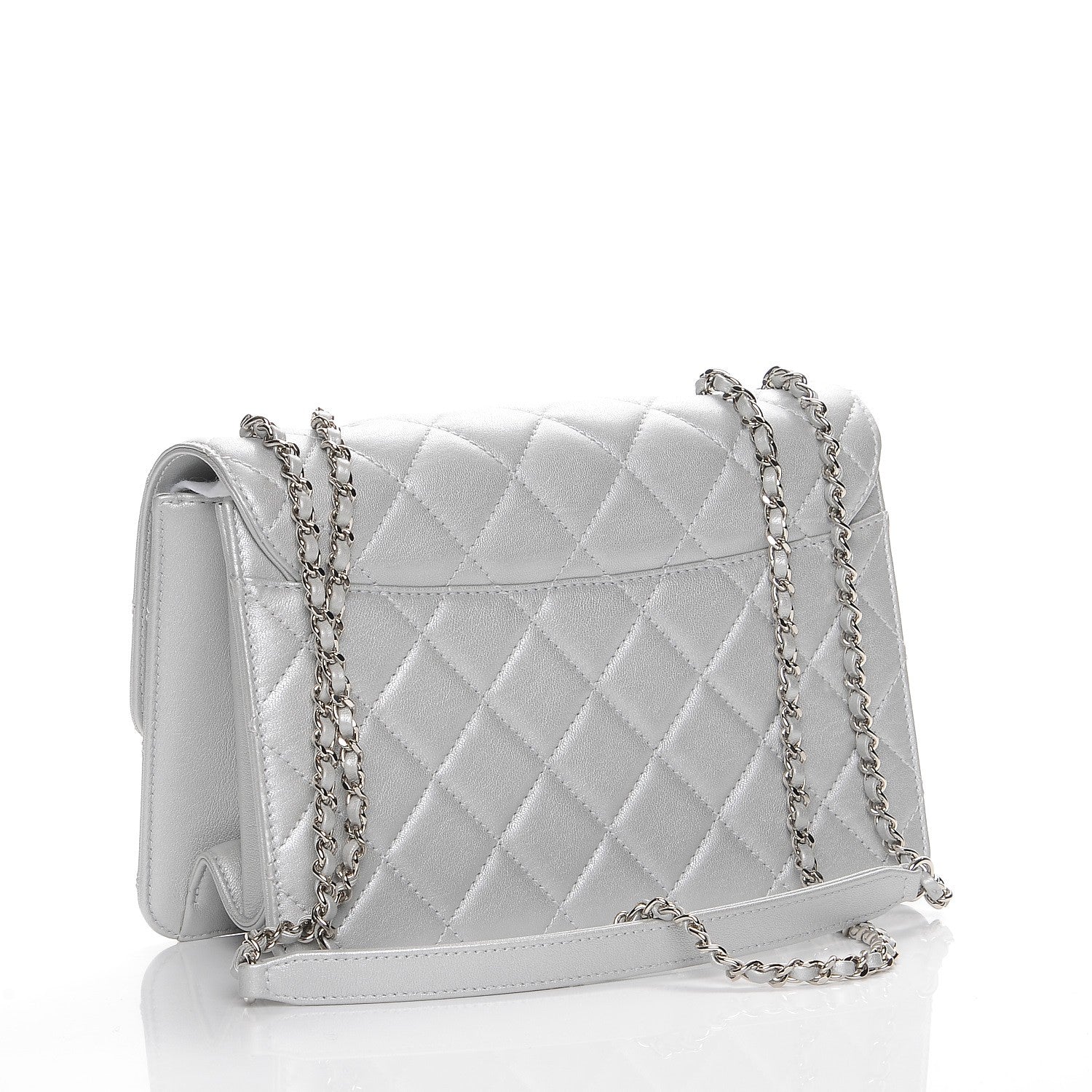 Chanel Metallic Sheepskin Quilted Beauty Lock Flap Silver 3 of 11